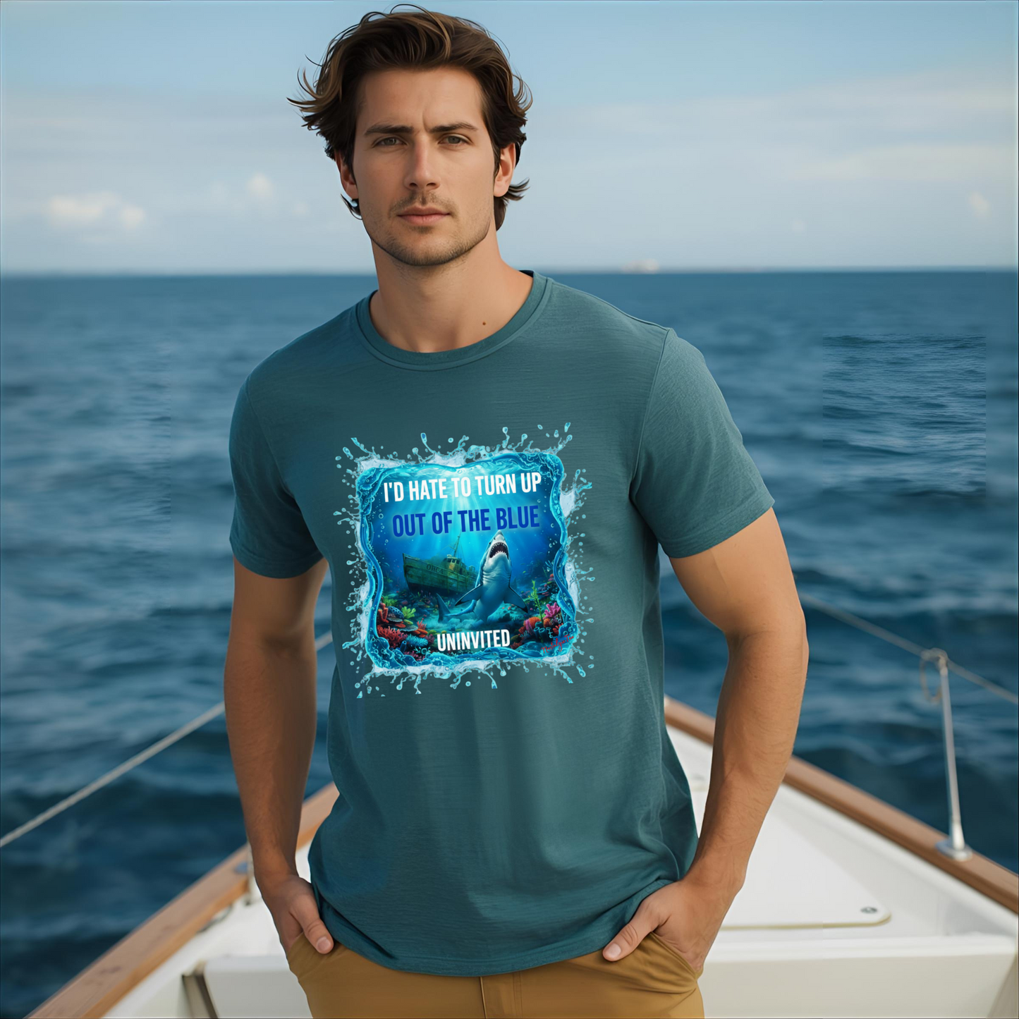 I’d Hate to Turn Up Uninvited - Funny Shark Graphic T-Shirt