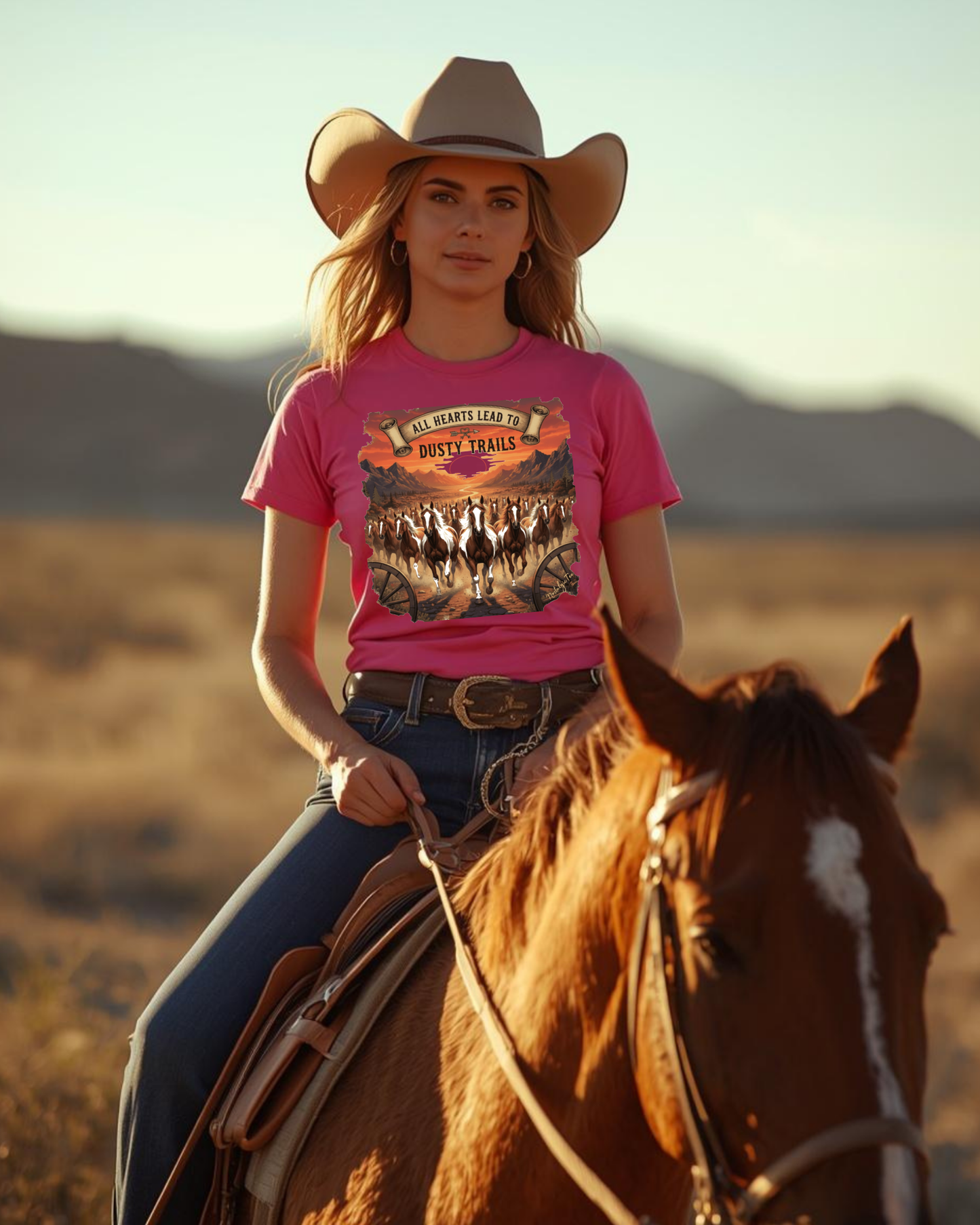 All Hearts Lead to Dusty Trails T-Shirt – Horse Lover Cowgirl Vintage Tee