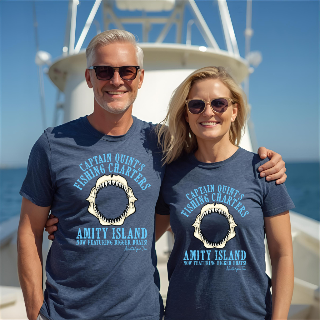 Captain Quint’s Fishing Charters T-Shirt – Amity Island Bigger Boats Graphic Tee