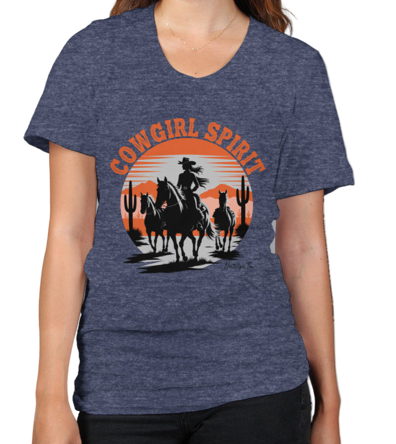 CowboySpirit Orange -womens western graphic t shirt