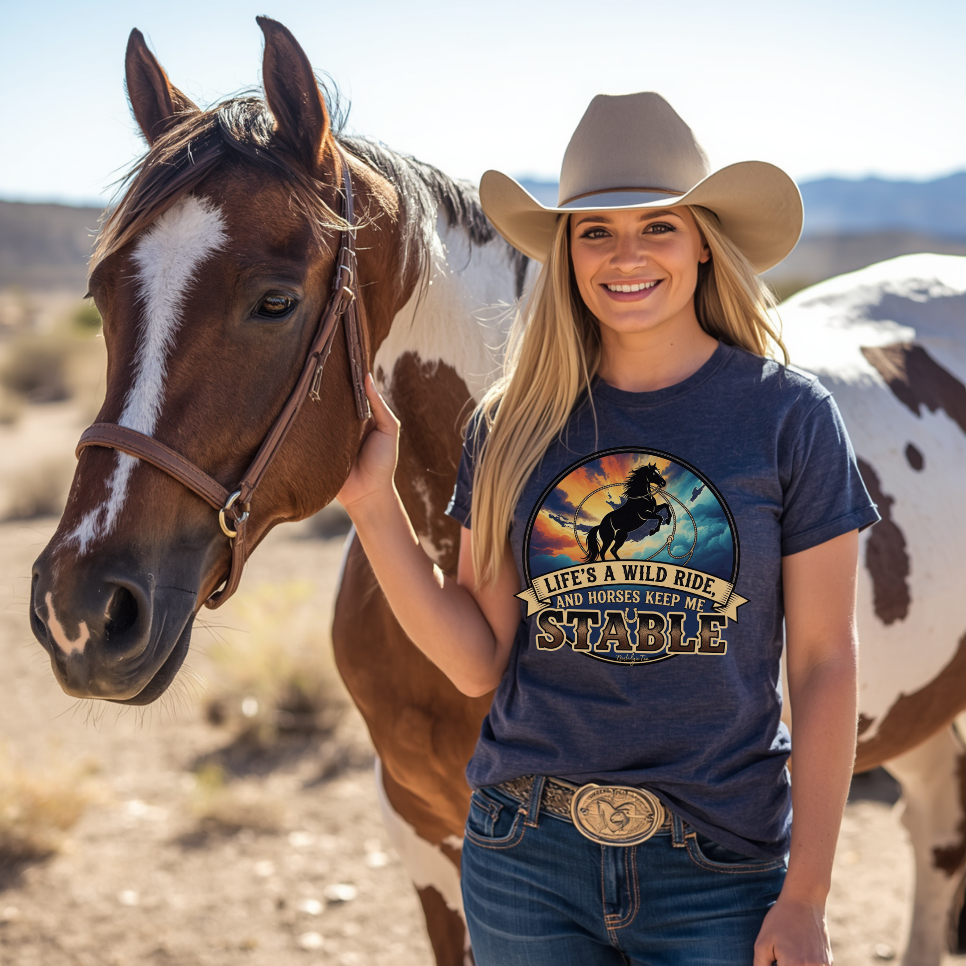 Cowgirl wearng wild horses  t- shirt