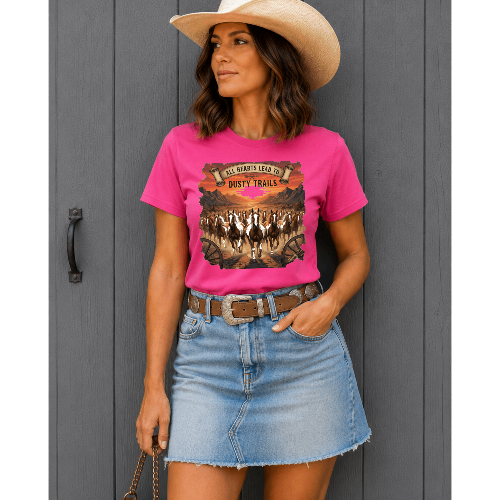 All Hearts Lead to Dusty Trails Horse Eequestrian T-shirt by NostalgicTee