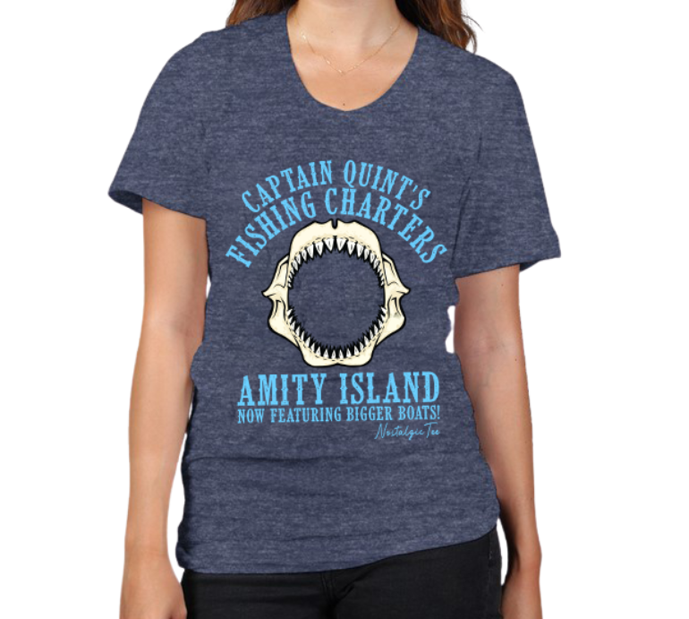 Womens open mouth jaws shark tee