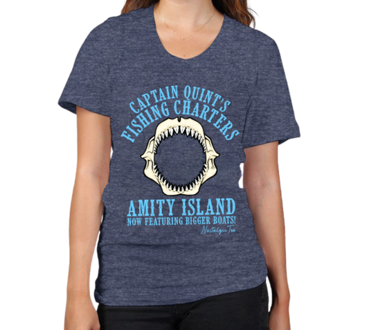 Womens open mouth jaws shark tee