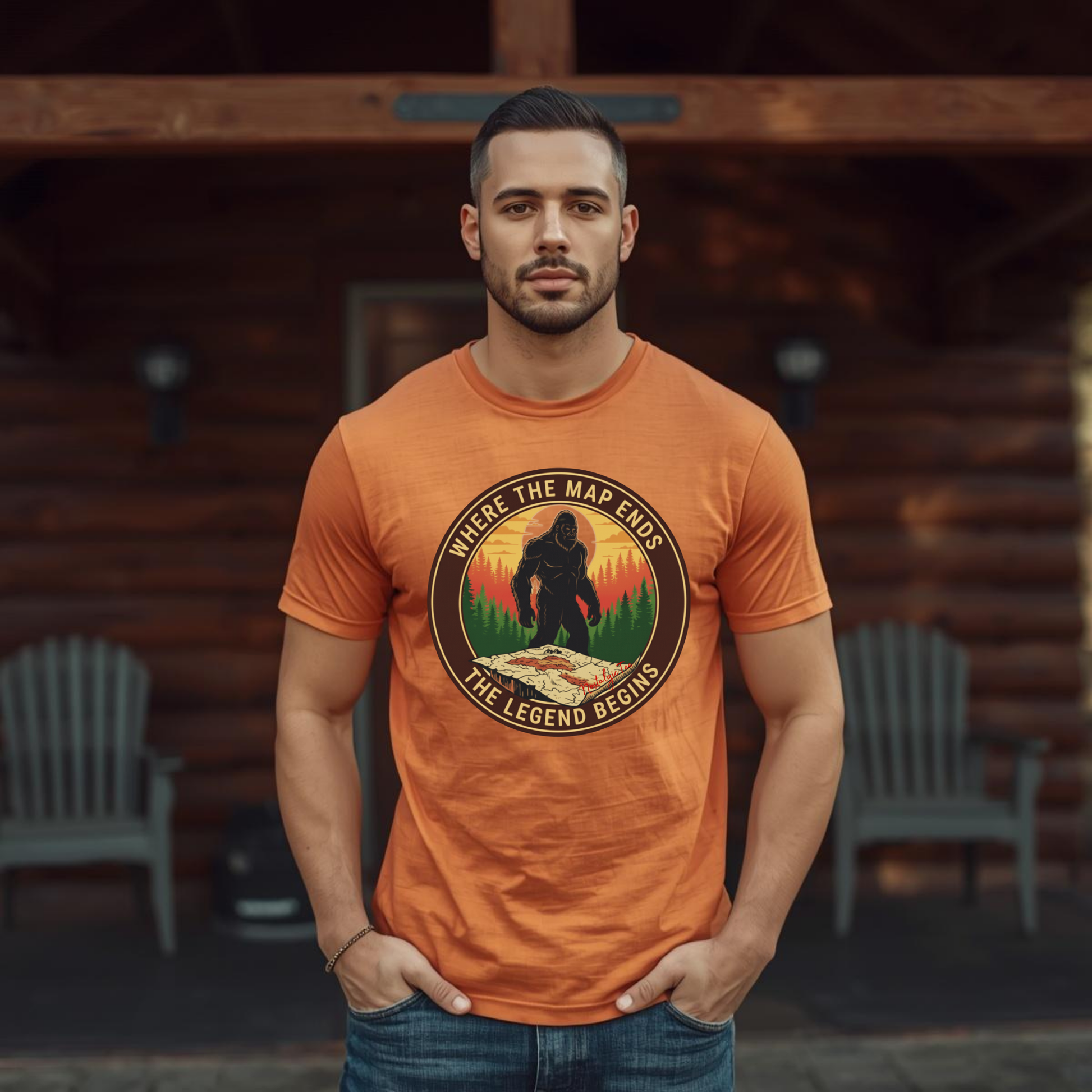 Bigfoot Graphic Tee | Sasquatch Hiking Shirt Where the Map Ends