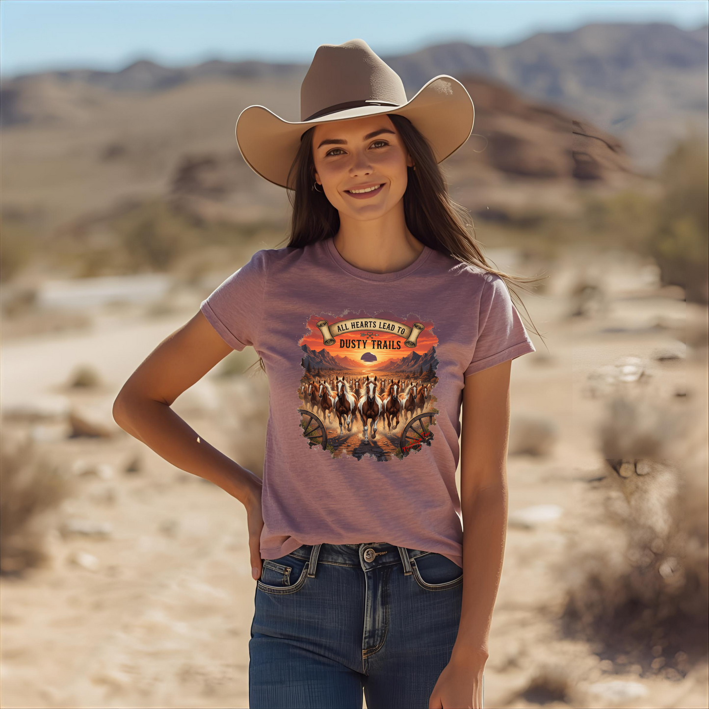 All Hearts Lead to Dusty Trails Western Horse T-Shirt (Women’s)