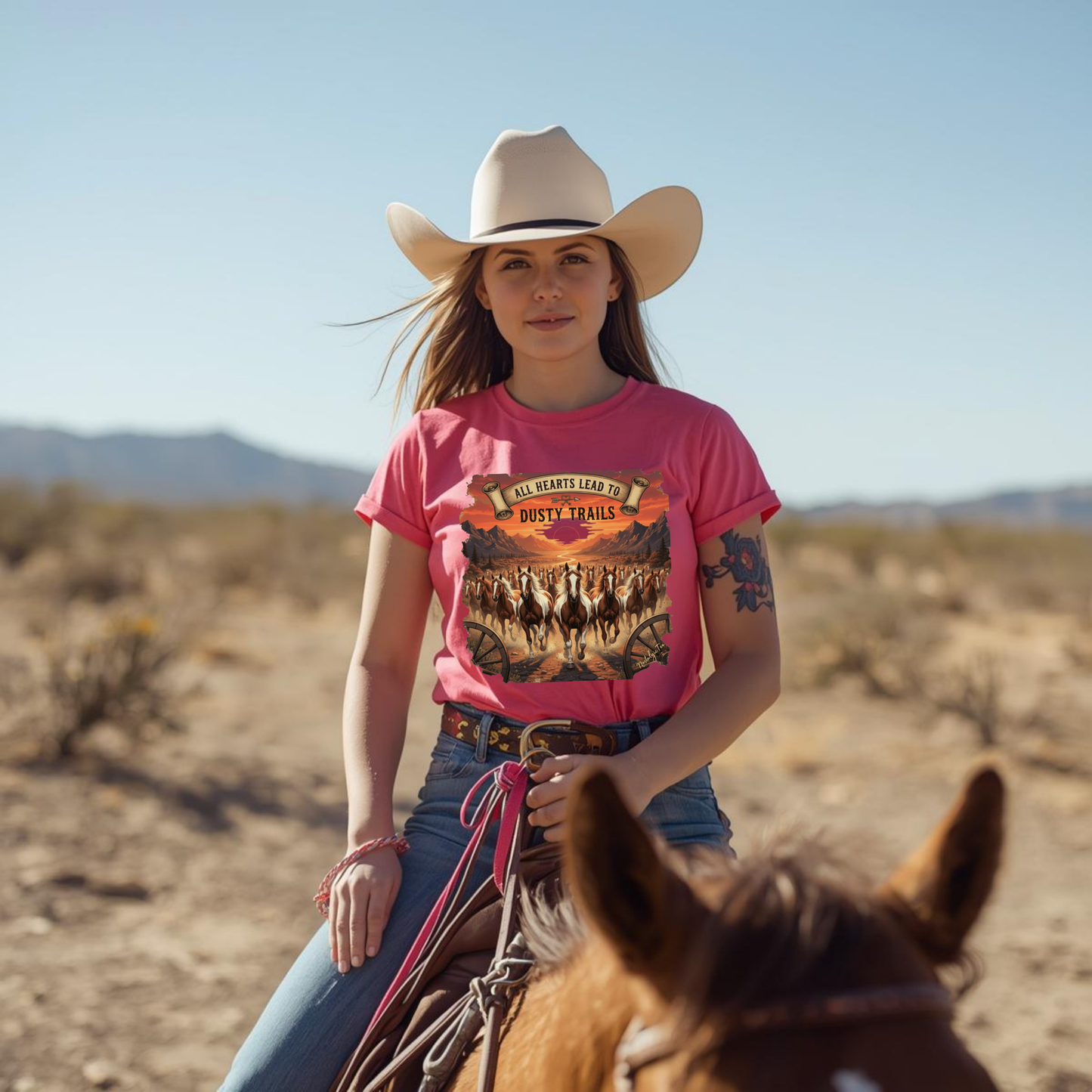 Horse lovers western top in hot pink