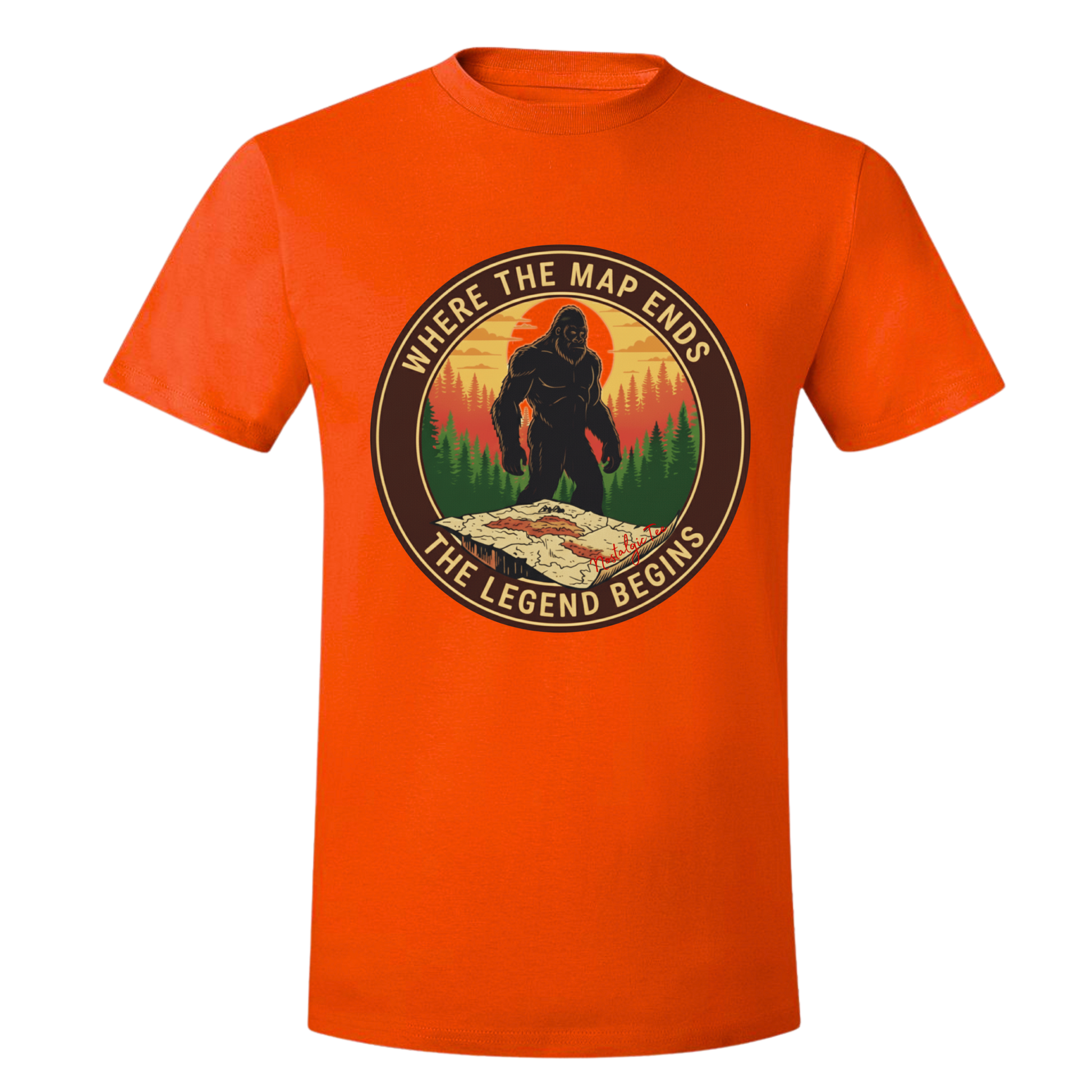 Bigfoot Graphic Tee | Sasquatch Hiking Shirt Where the Map Ends