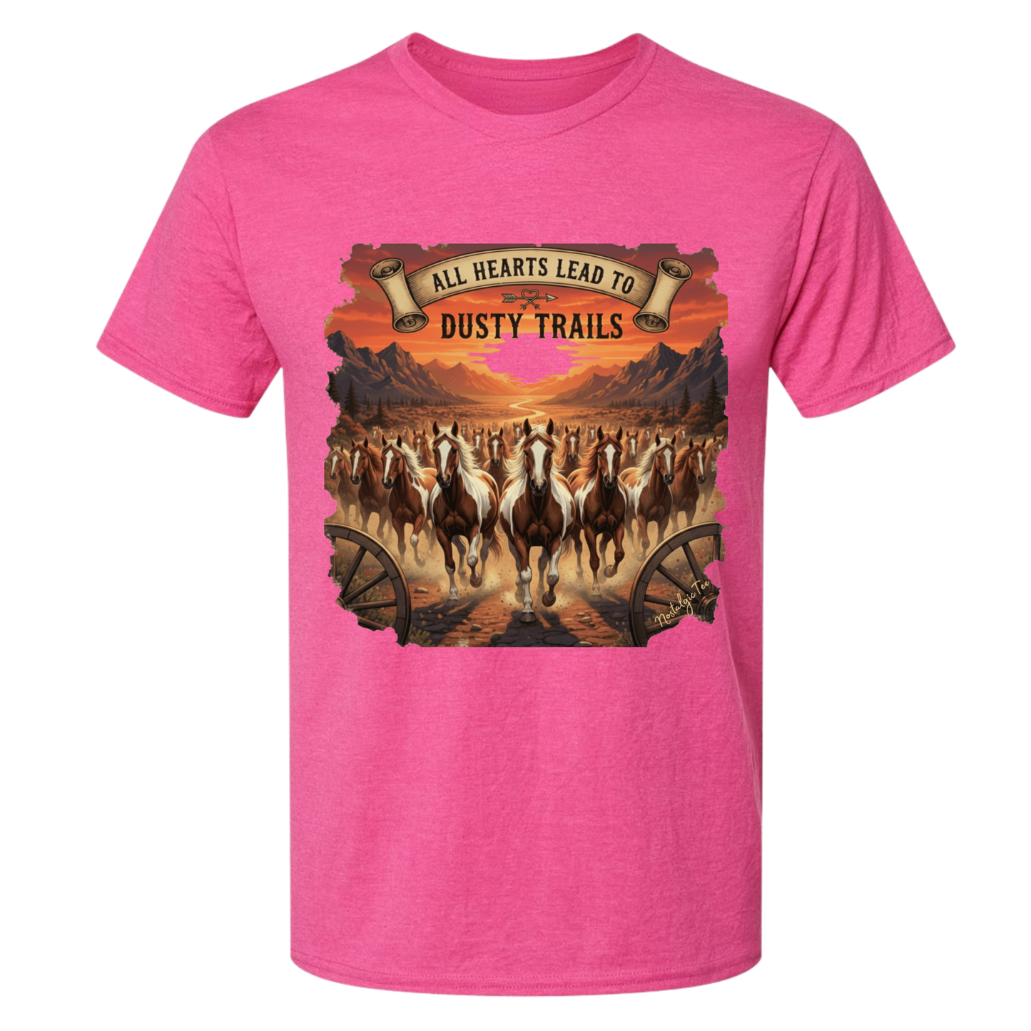 All Hearts Lead to Dusty Trails T-Shirt – Horse Lover Cowgirl Vintage Tee