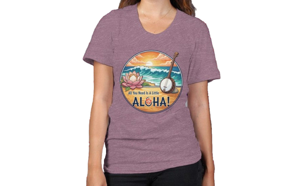 Woman wearing an aloha Tee