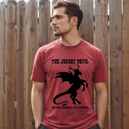 man wearing favorite jersey devil t-shirt